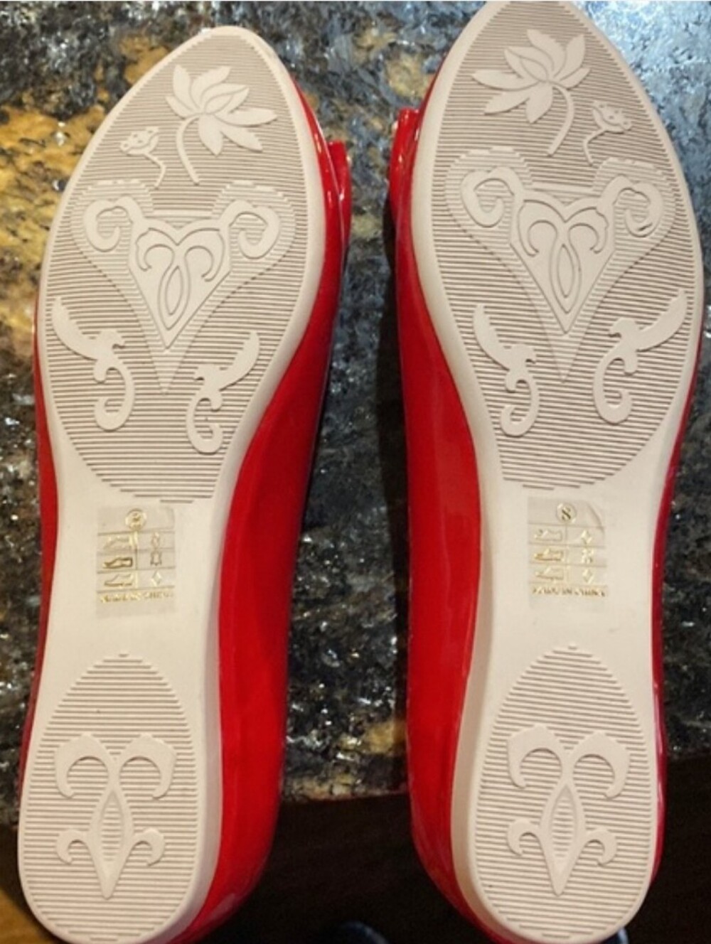 Pinup Couture | Ivy-09 Pointed Toe Flats with Pearl Bow- Red Patent - Picture 7 of 10